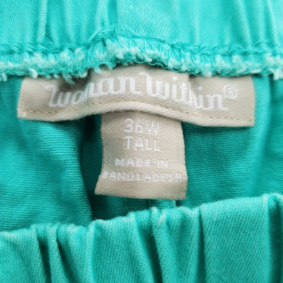 Woman Within Pants Elastic Waist Womens Plus Size Tall Pockets Teal Blue - Picture 2 of 11